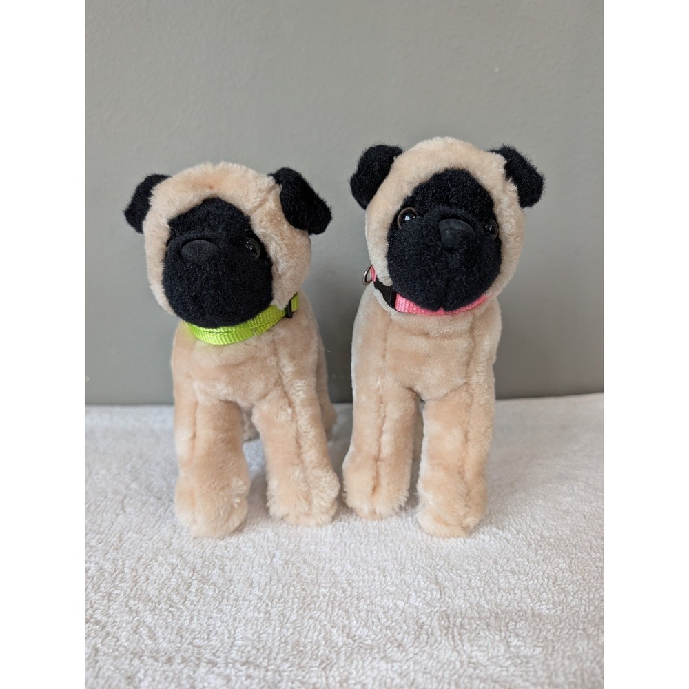 Douglas Cuddle Toys  Punky  Pug Dog Plush Stuffed Animal  #3998 Retired Lot Of 2